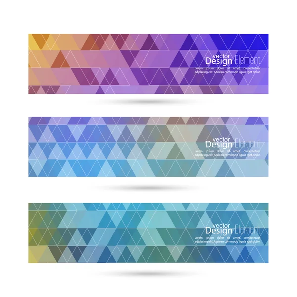 Set of vector banners with triangles and polygon mesh. — Stock Vector