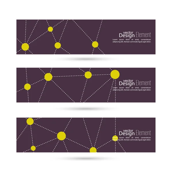 Set of vector banners with triangles and polygon mesh. — Stock Vector