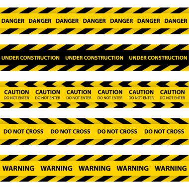 Set of yellow Barrier Tapes clipart
