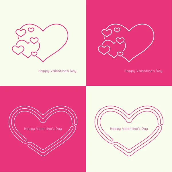 Set of vector icons with hearts — Stock Vector