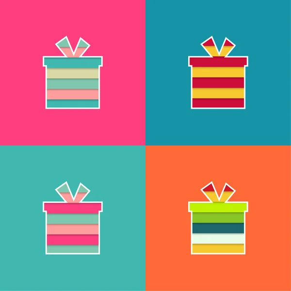 Ensemble de cadeau multicolore et lumineux — Image vectorielle