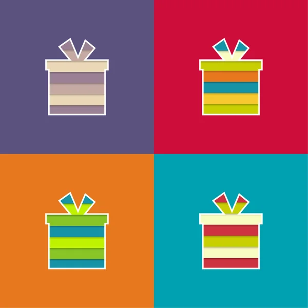 Ensemble de cadeau multicolore et lumineux — Image vectorielle