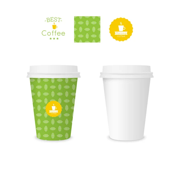 Taza de papel cerrada para café con textura . — Vector de stock