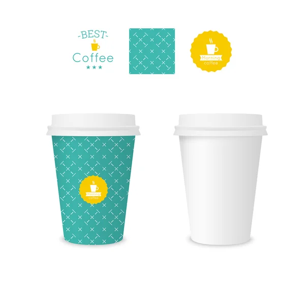 Taza de papel cerrada para café con textura . — Vector de stock