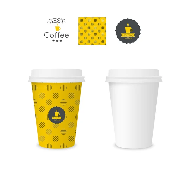 Taza de papel cerrada para café con textura . — Vector de stock