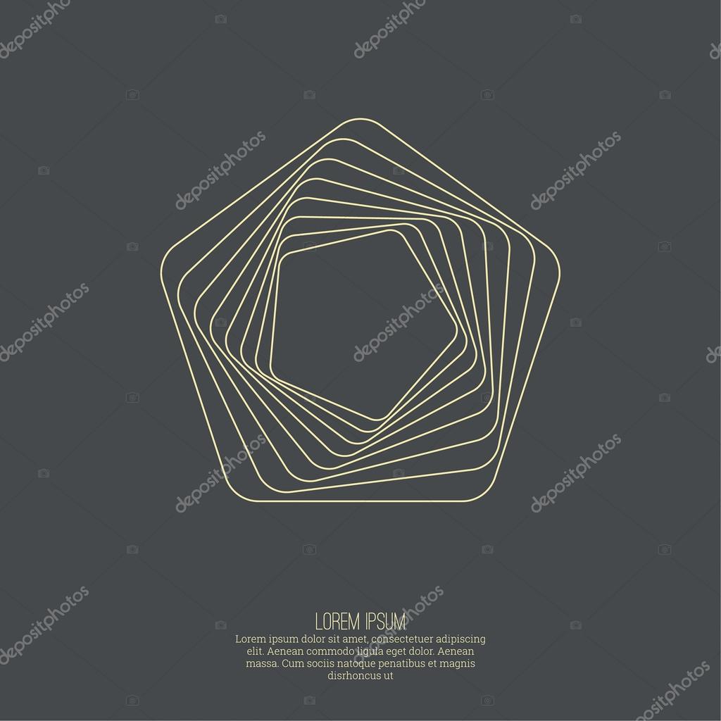 Abstract background with a pentagon geometry. Badge, monogram, banner