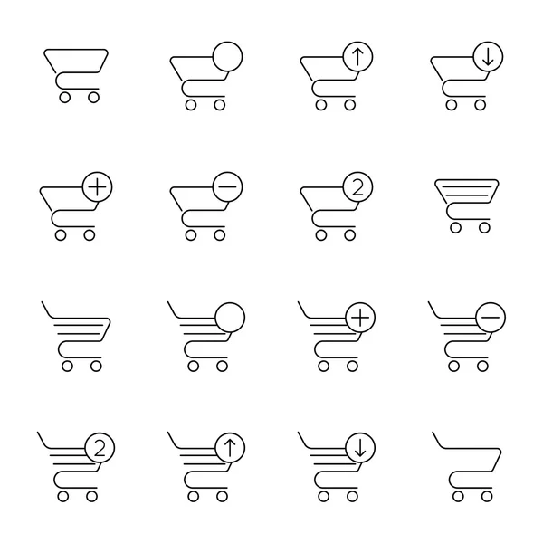 Conjunto vetorial de ícones carrinho de compras . — Vetor de Stock