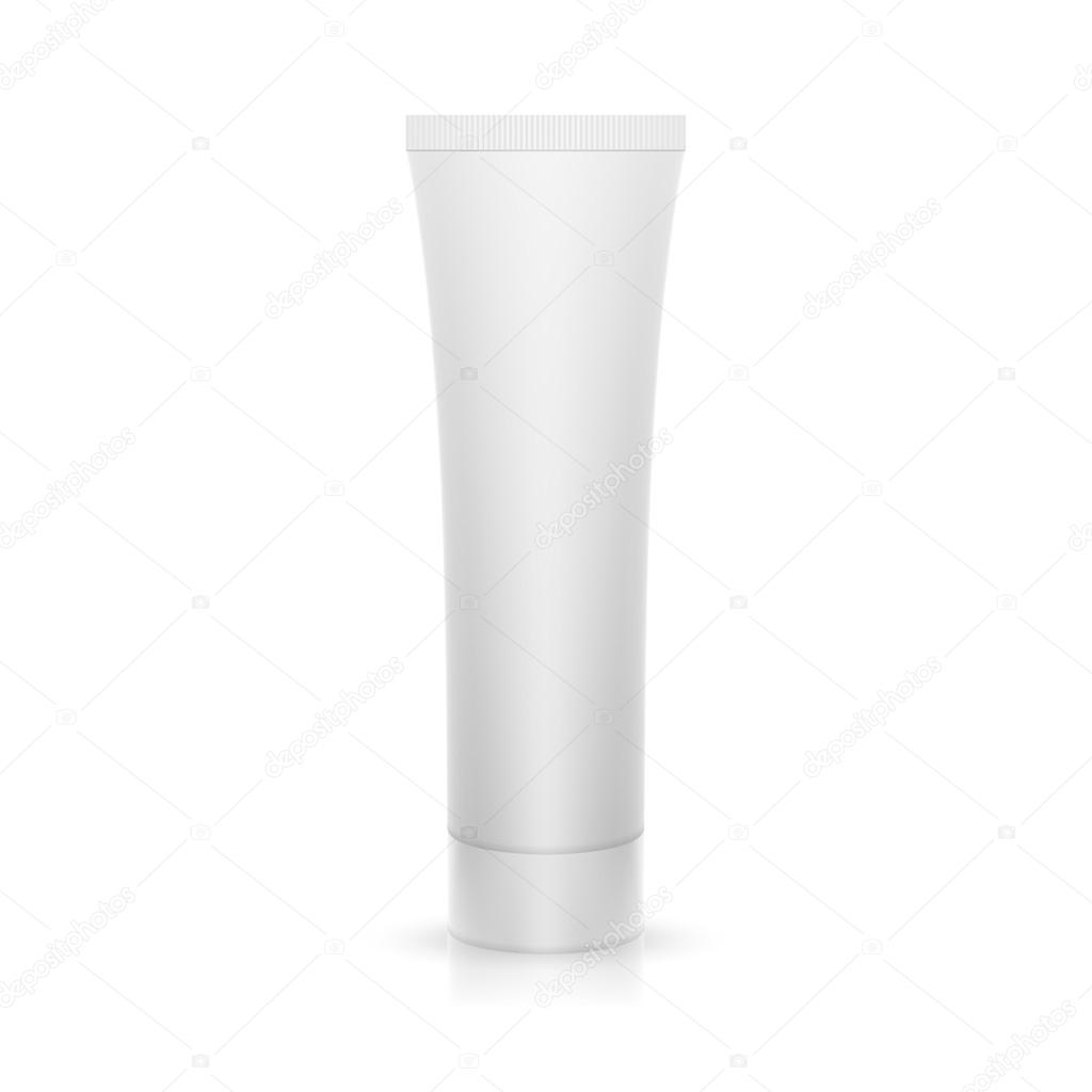 The plastic tube on glossy surface.