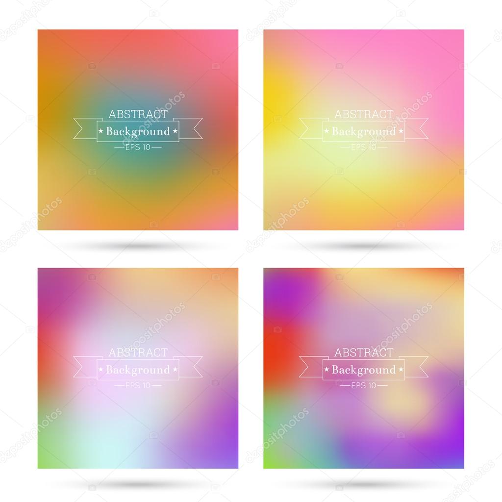 Set of vector colorful abstract backgrounds blurred.