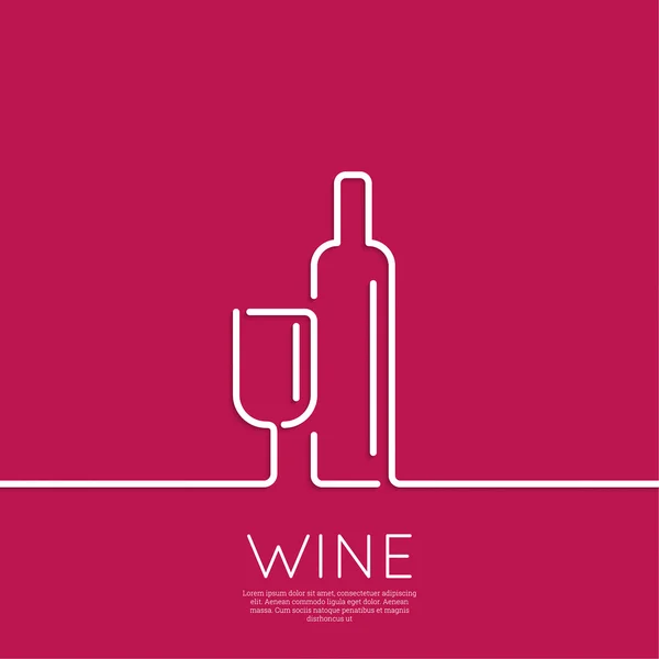グラスワインとワインのボトル — ストックベクタ