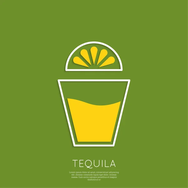 Vaso de tequila con limón . — Vector de stock