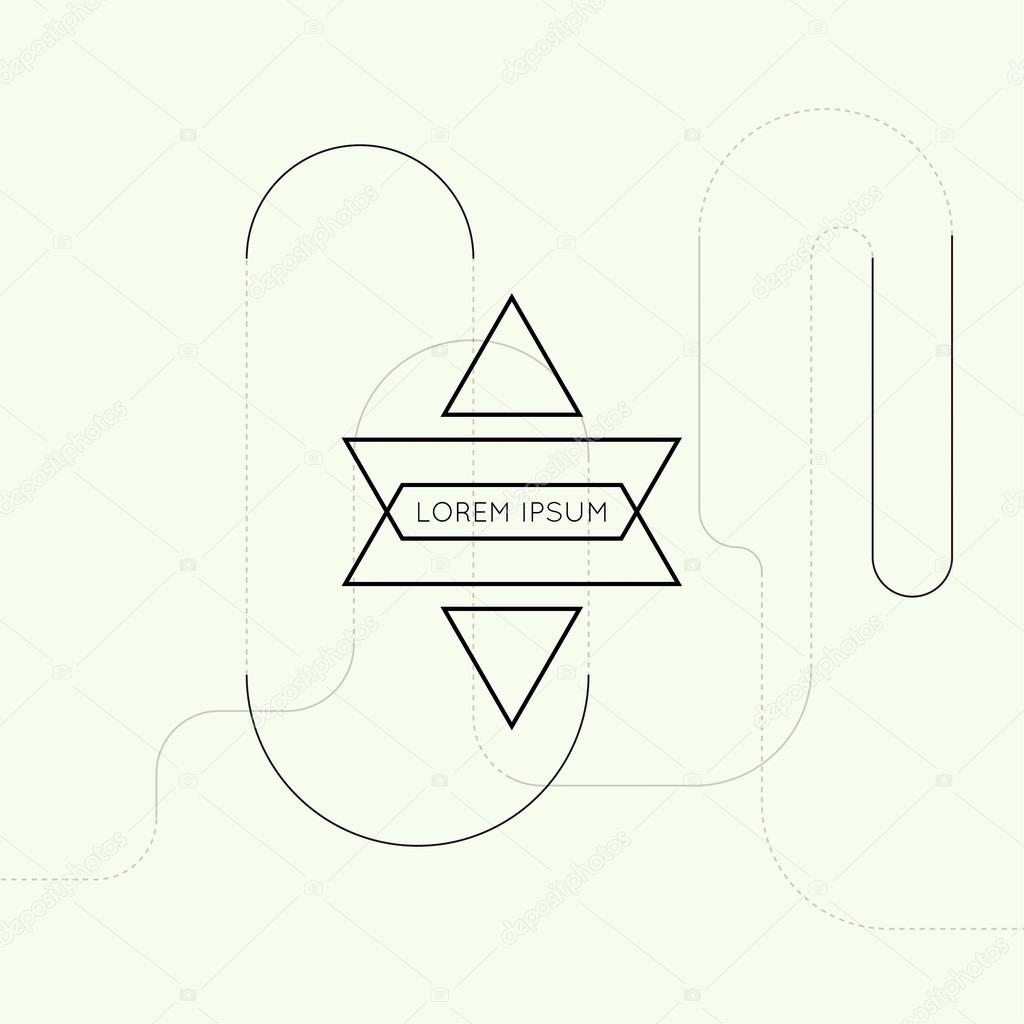Hipster vector logo on techno background. Science and connection concept. Social network