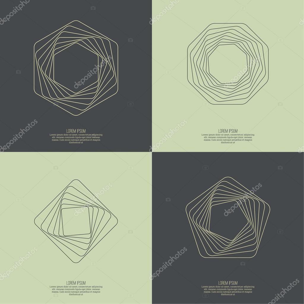 Abstract background with a hexagonal, rhomb, pentagon, geometry. Badge, monogram, banner