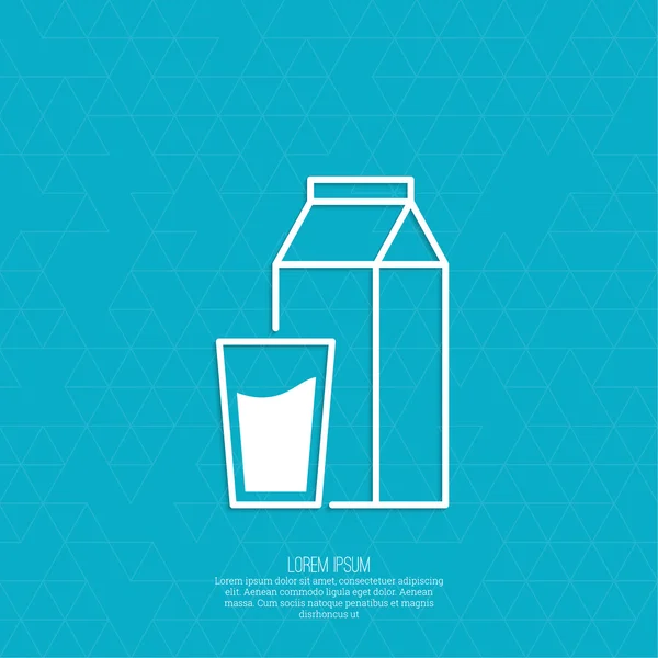 Embalaje de papel con un vaso lleno de leche . — Vector de stock