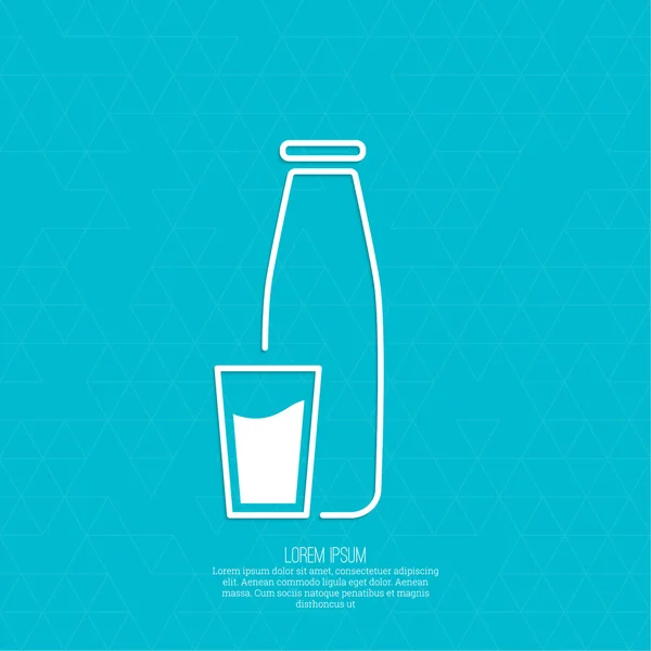 La tradicional botella de leche y taza de vidrio — Vector de stock