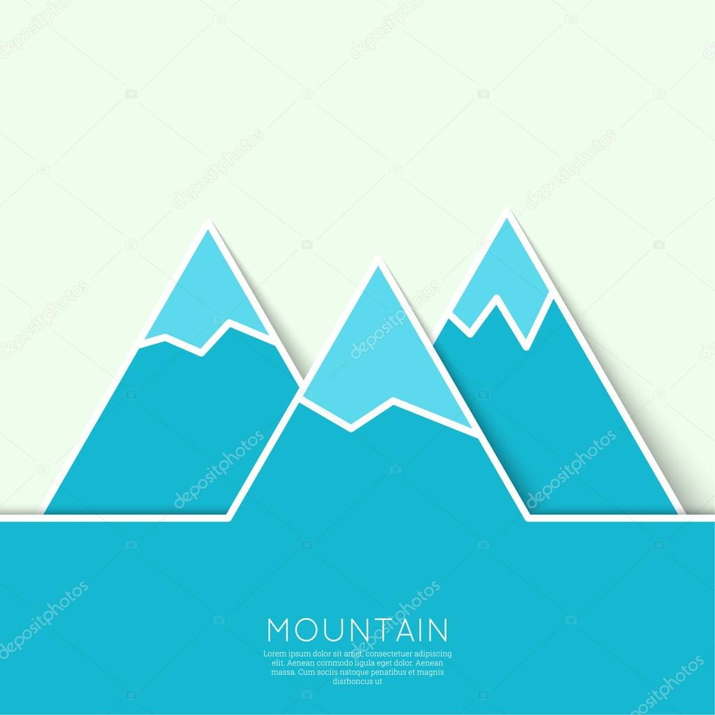 The mountains with snowy peaks. Vector icon. Logo. Hiking, climbing, travel. Investigation of the Wild