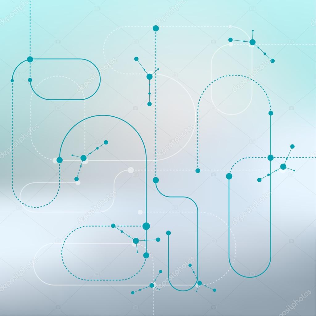 Abstract background with curved lines, dotted lines  dots.