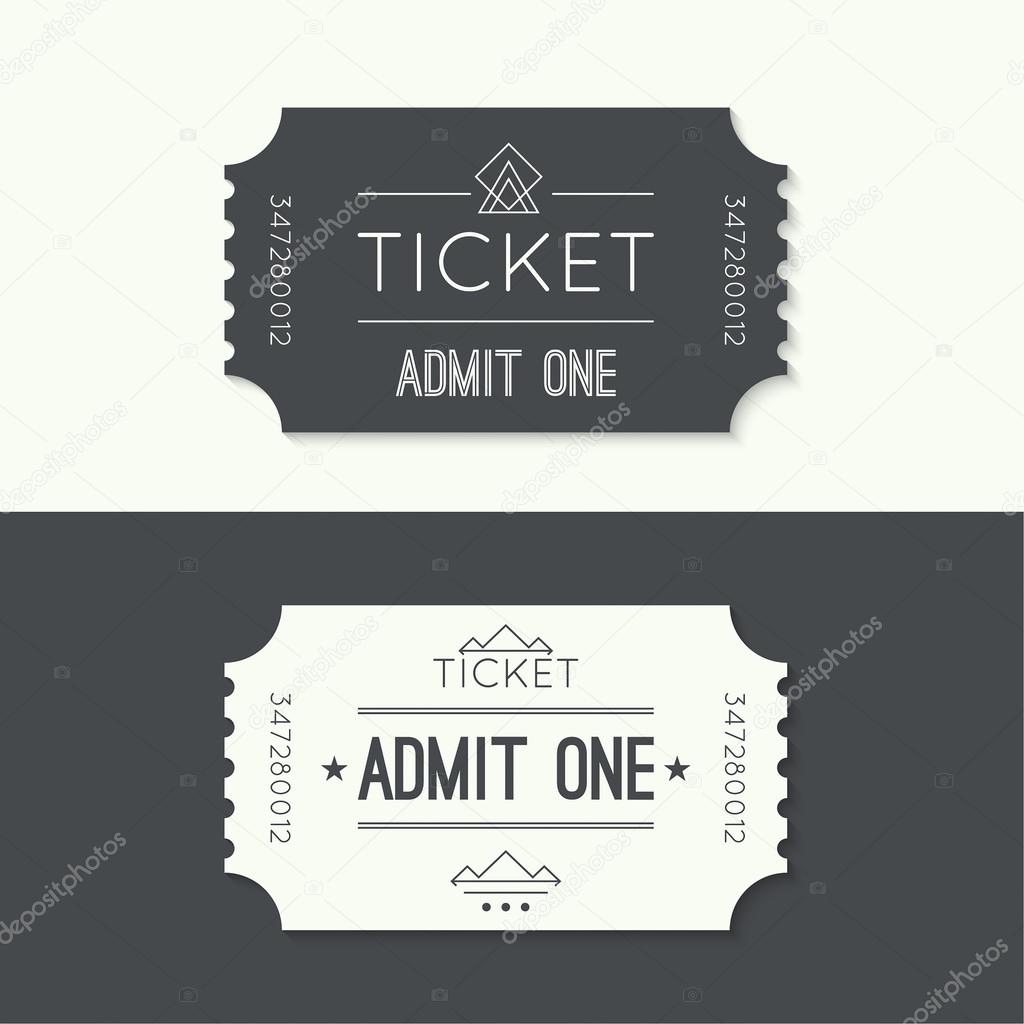 Entry ticket to old vintage style. hipster logo. Admit one theater, cinema, zoo, swimming pool, fair, rides, swing, amusement park, carousel. icon for online booking of tickets. Web and mobile app
