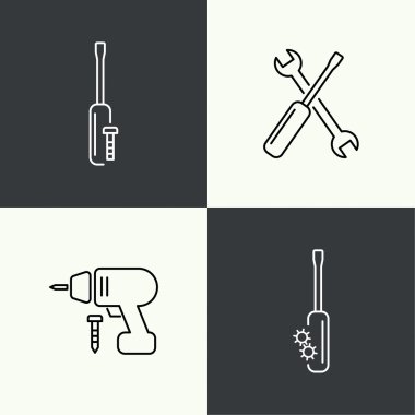Icons of building and fixing tools clipart