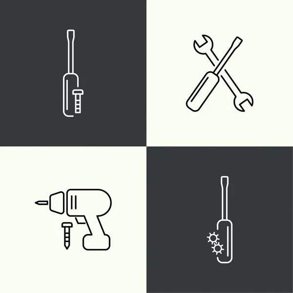 Iconos de herramientas de construcción y fijación — Vector de stock