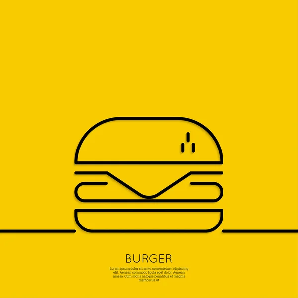 Icono de hamburguesa sobre un fondo amarillo . — Vector de stock