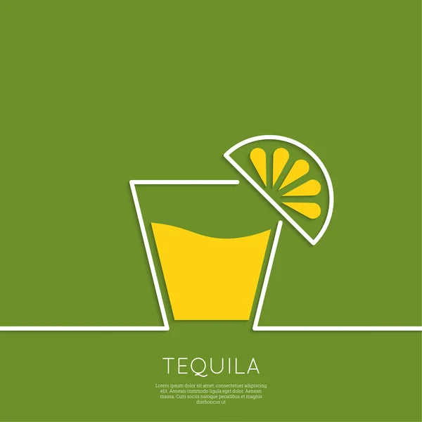 Glass of tequila with lemon. — Stock Vector