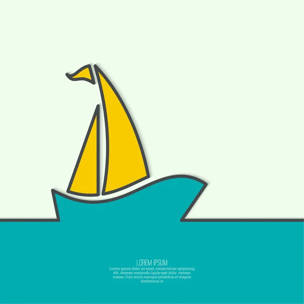 Velero navegando en el mar . — Vector de stock