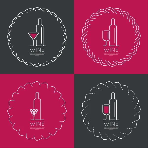 Bouteille de vin avec un verre de vin — Image vectorielle