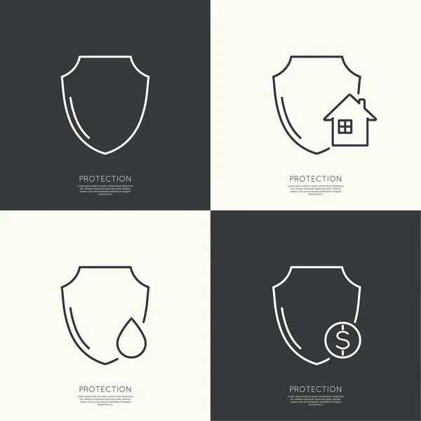 Establecer iconos de protección . — Vector de stock