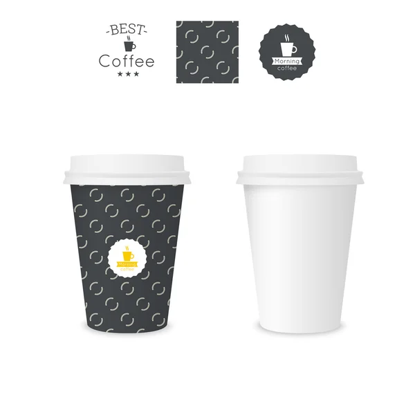 Geschlossene Papptasse für Kaffee mit Textur. — Stockvektor