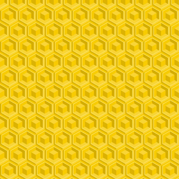 Seamless pattern of yellow glossy honeycombs. — Stock Vector
