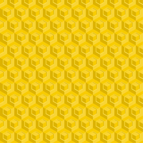 Seamless pattern of yellow glossy honeycombs. — Stock Vector