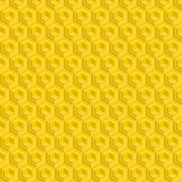 Seamless pattern of yellow glossy honeycombs. — Stock Vector