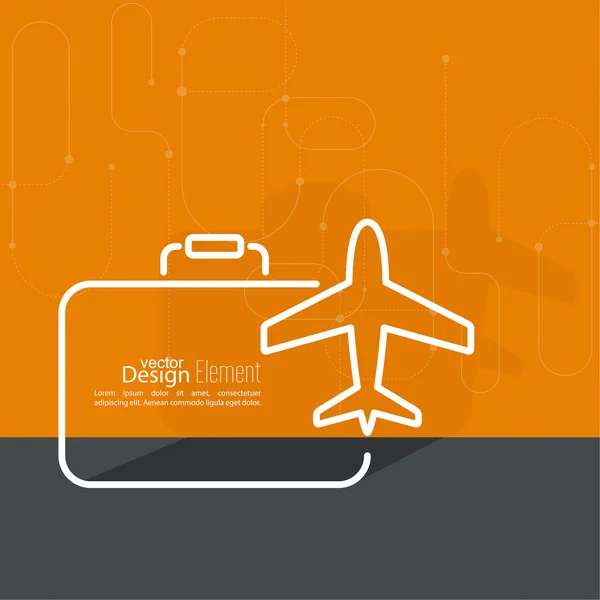 Icône avion et valise . — Image vectorielle
