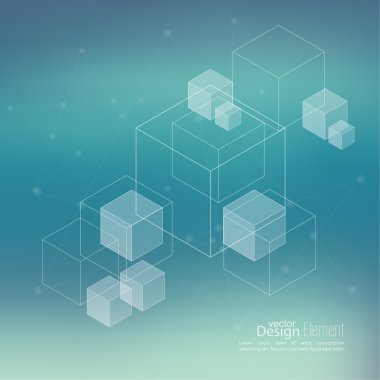 Düzgün bulanık arka plan şeffaf küpleri ile, 