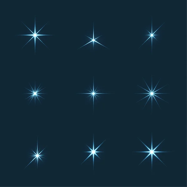 Vector set sparkle lichten sterren. — Stockvector