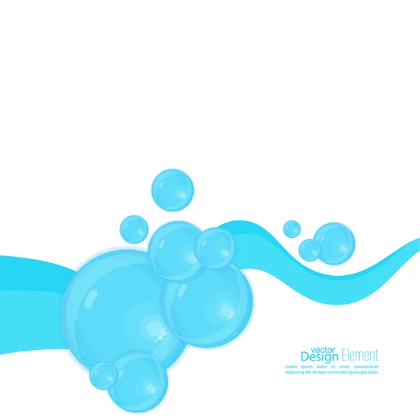 Fond abstrait avec vagues d'eau et bulles . — Image vectorielle