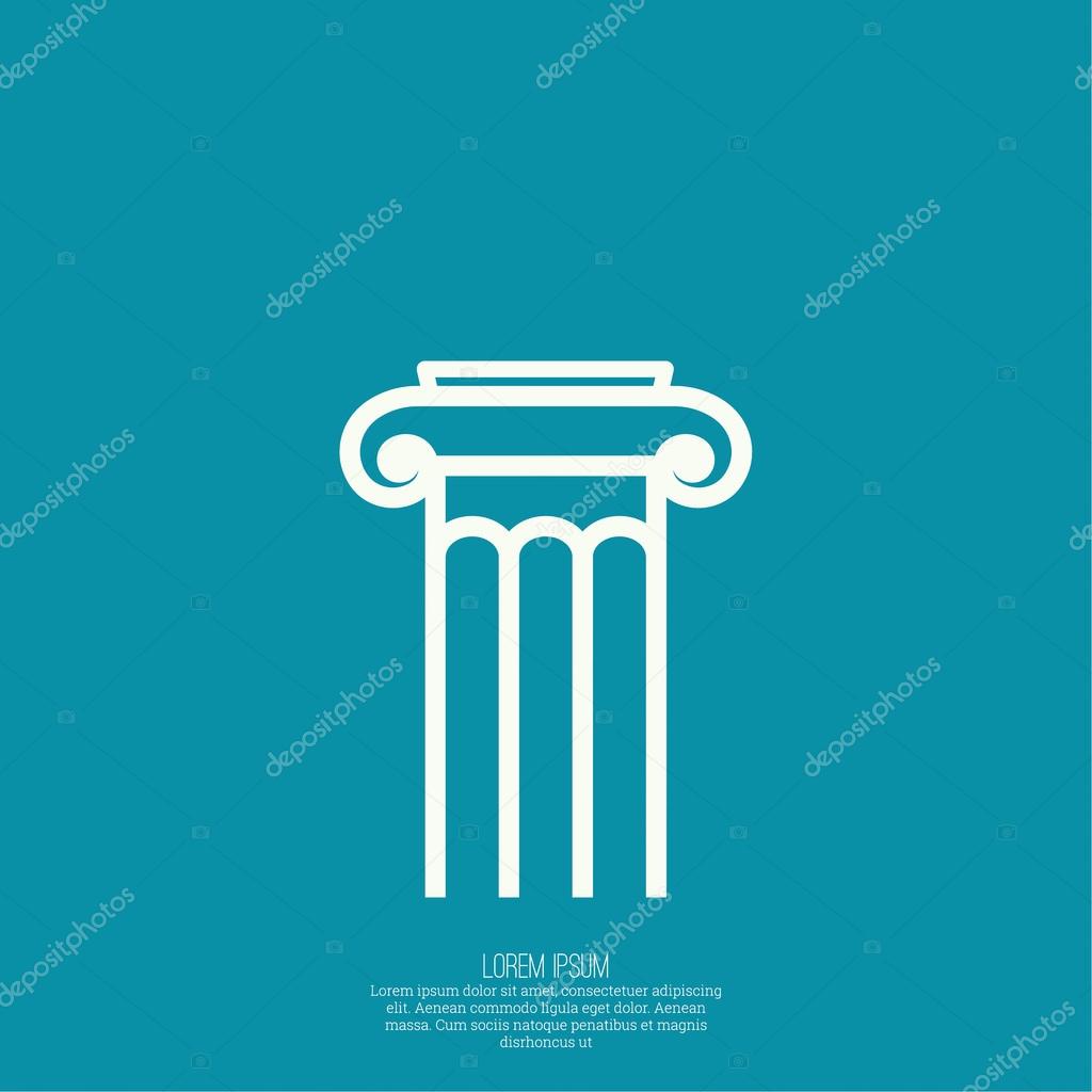 Abstract vector logo design template. Antique column. Pedestal. The concept of stability and inviolability. Historical values