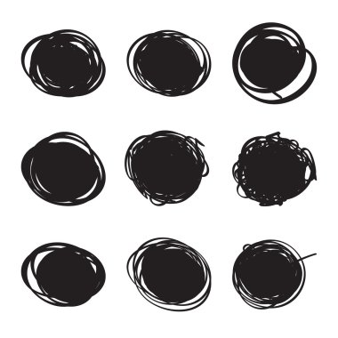 Elle çizilmiş oval, keçeli kalem daireler ayarla.