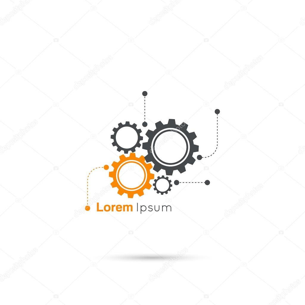 Gears symbol. Concept of motion and mechanics, connection and operation engineering design work. vector. minimal. Logo