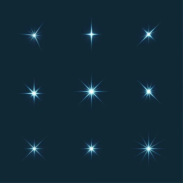 Vector set sparkle lichten sterren. — Stockvector