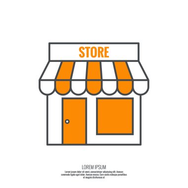 Facade of shops, supermarkets, marketplace.