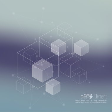 Düzgün bulanık arka plan şeffaf küpleri ile, 