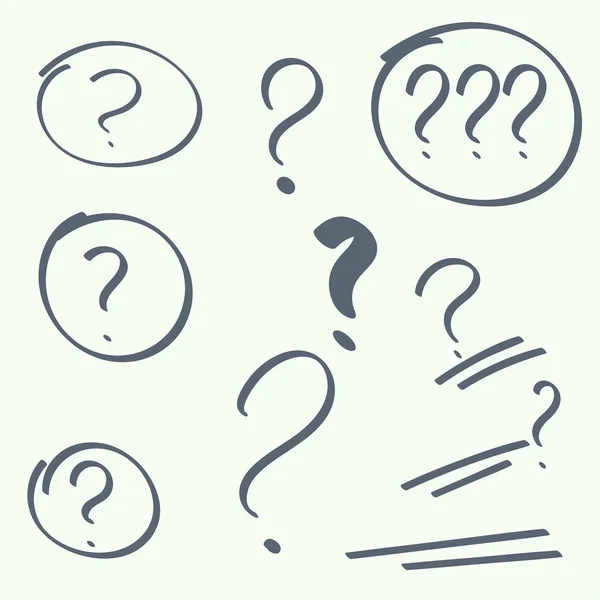 Set of handwritten question marks — Stock Vector