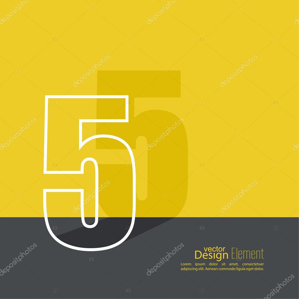 The number 5. one. abstract background. Outline. Logo or corporate identity
