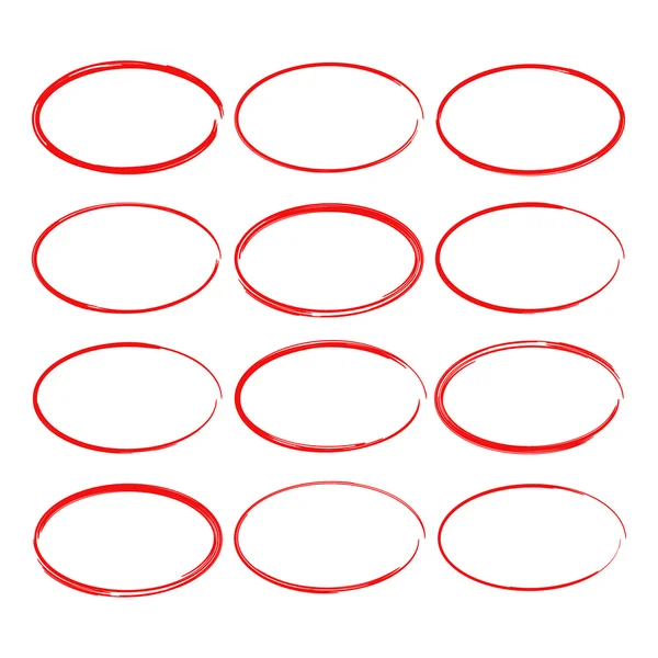 Set hand drawn ovals — Stock Vector