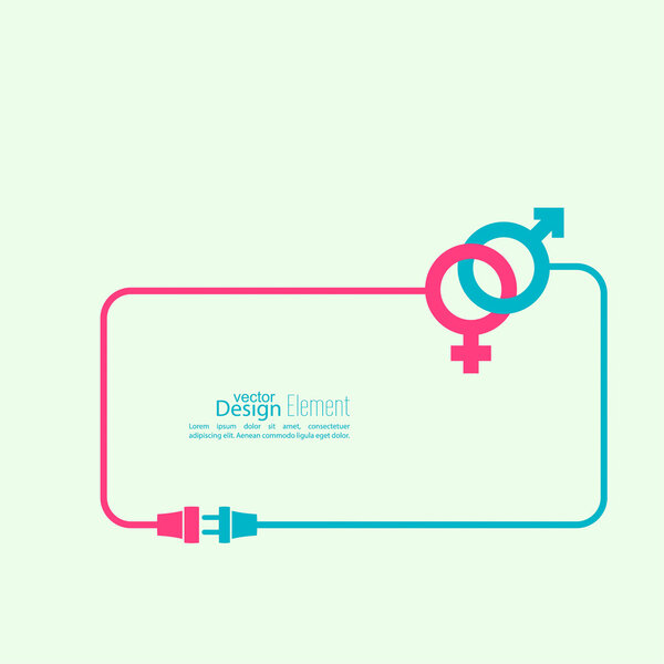 Abstract background with male and female symbols