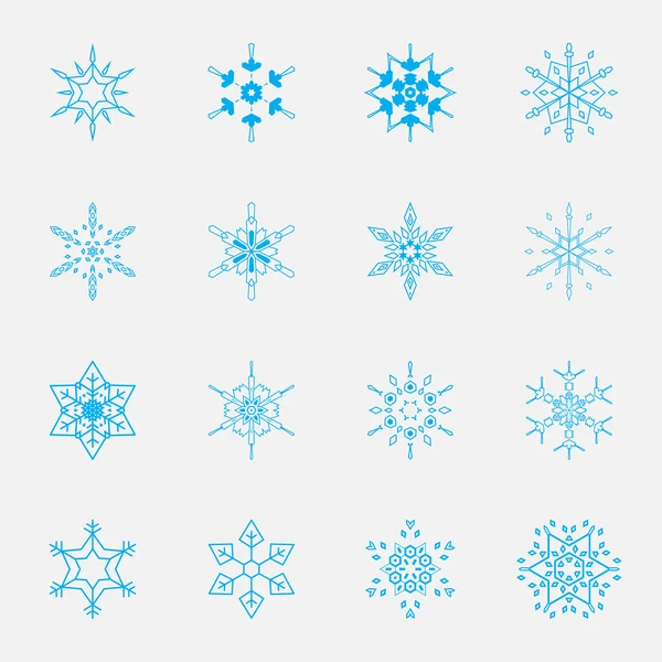 Conjunto vectorial de copos de nieve — Vector de stock
