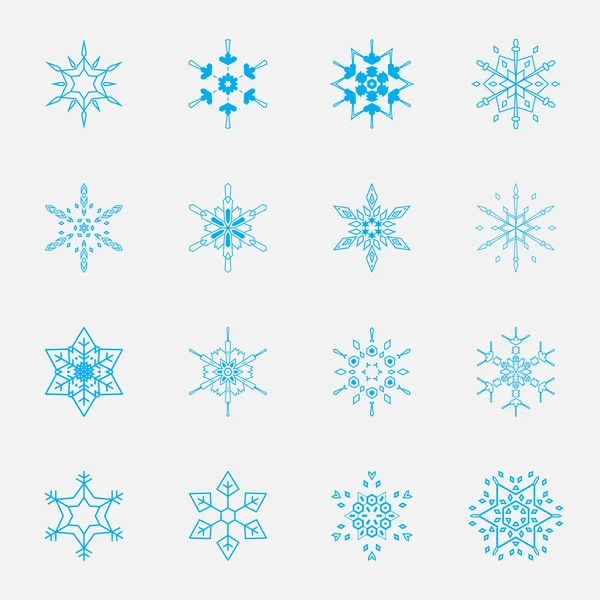 Ensemble vectoriel de flocons de neige — Image vectorielle