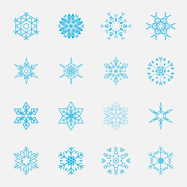 Conjunto vectorial de copos de nieve — Vector de stock